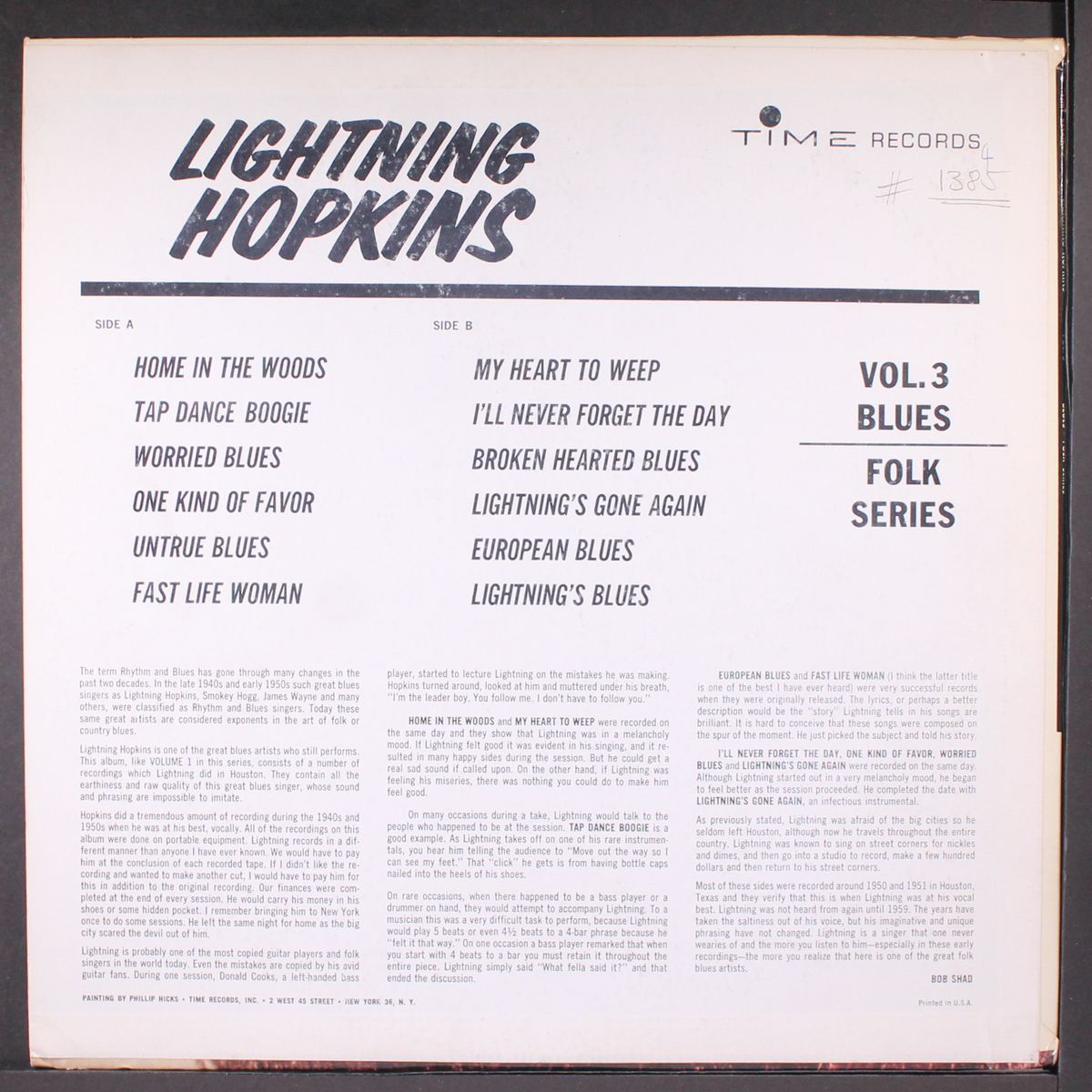 vol. 3, blues-folk series by LIGHTNIN' HOPKINS