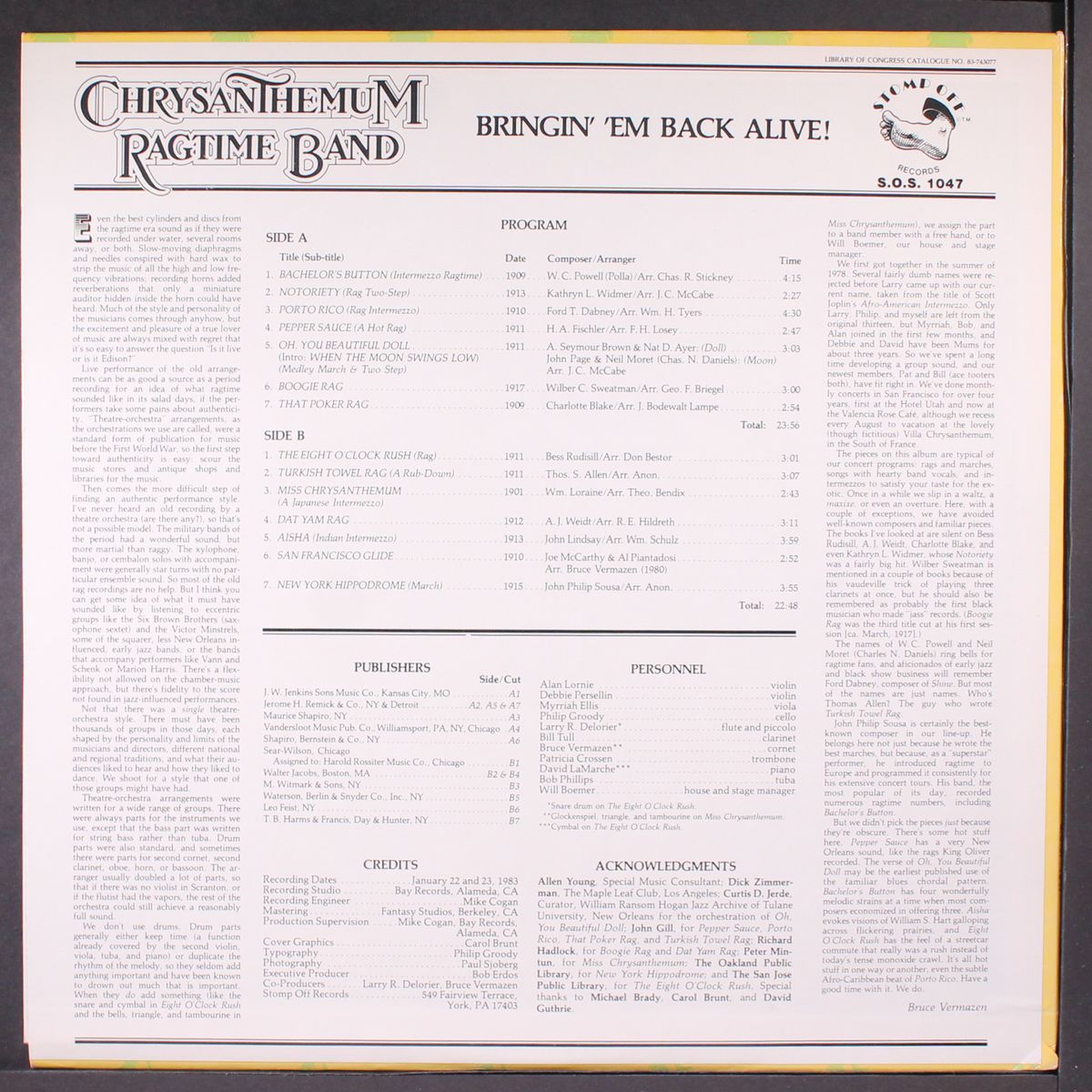 bringin' 'em back alive! by CHRYSANTHEMUM RAGTIME BAND