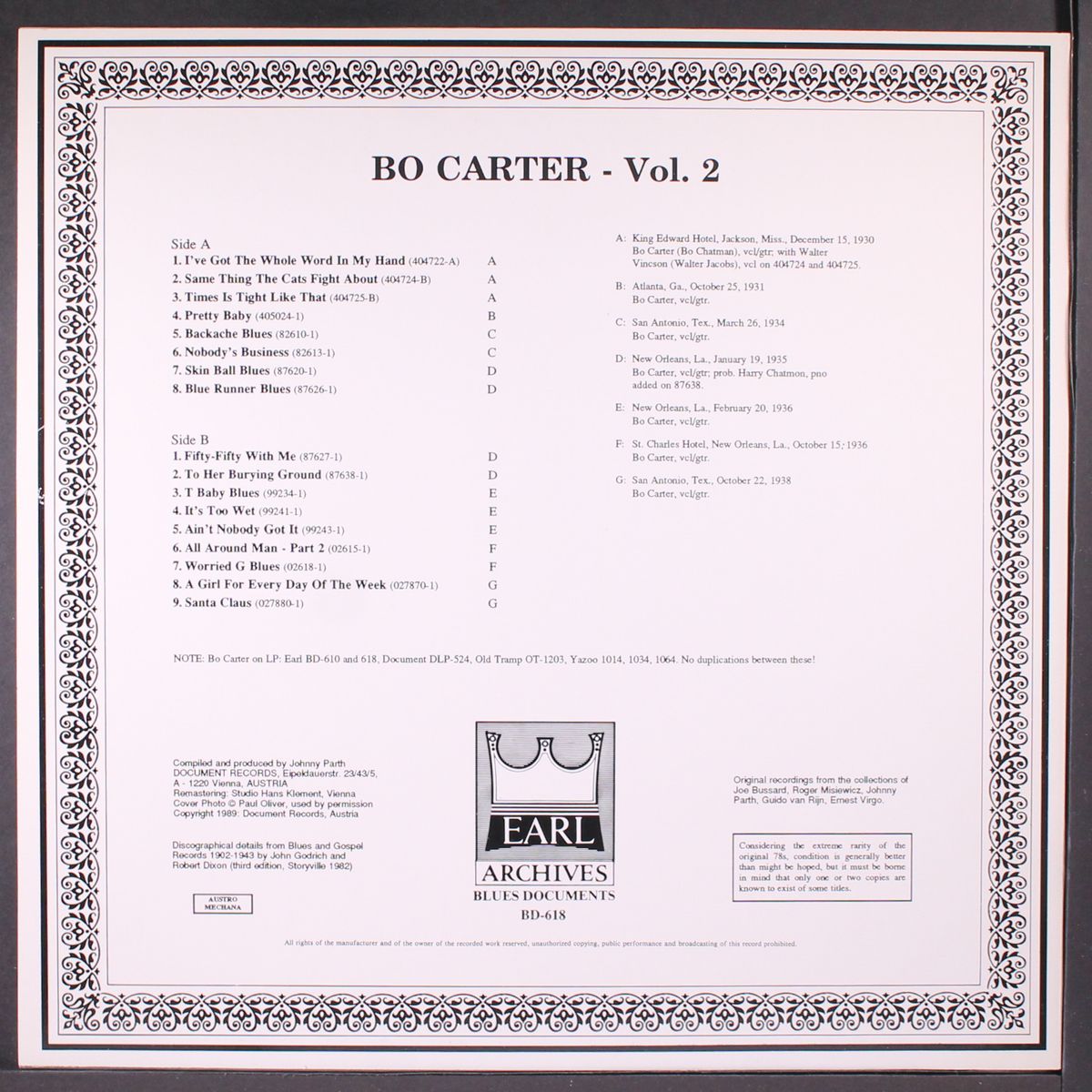 the rarest bo carter, vol. 2 1930-1938 by BO CARTER
