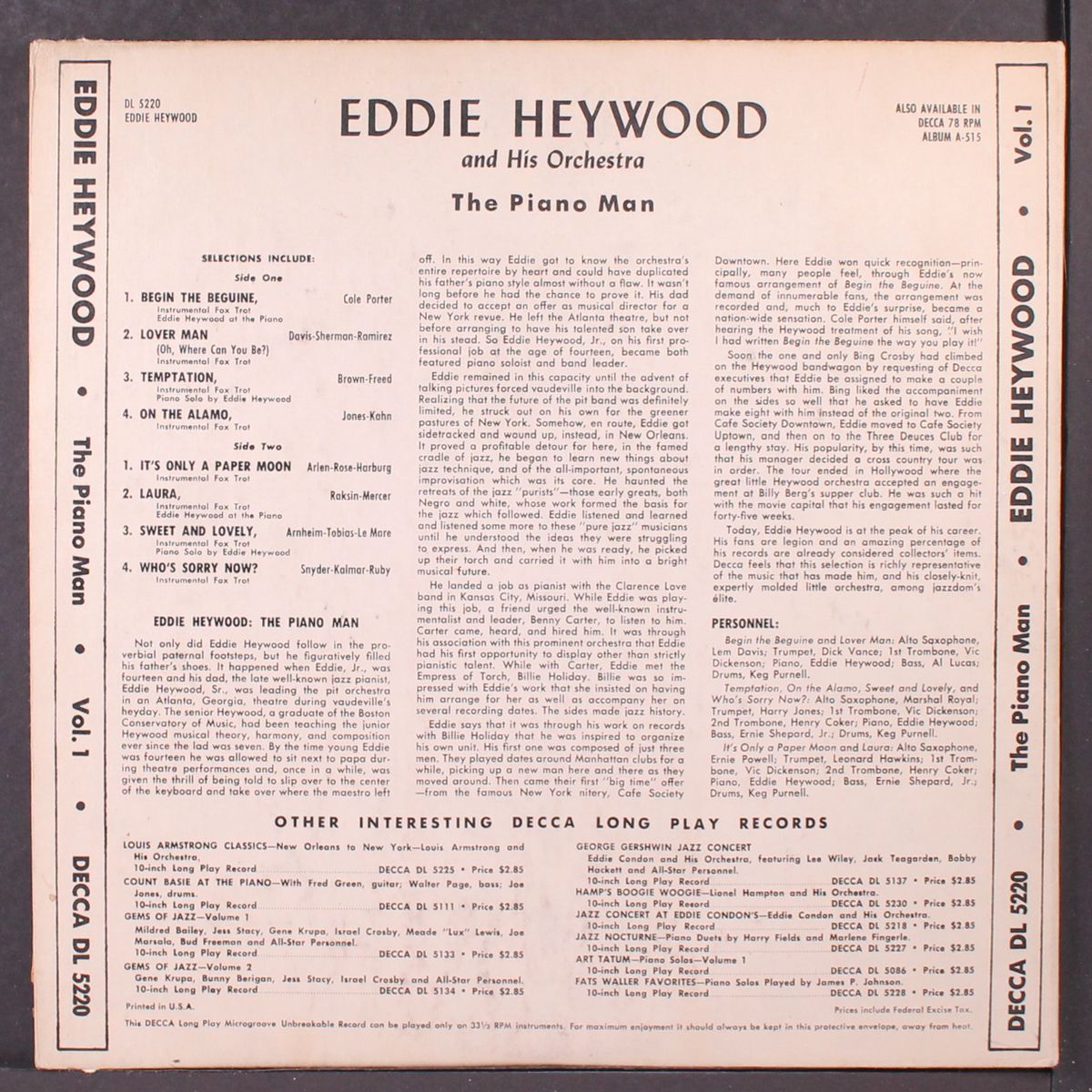 the piano man, vol. 1 by EDDIE HEYWOOD