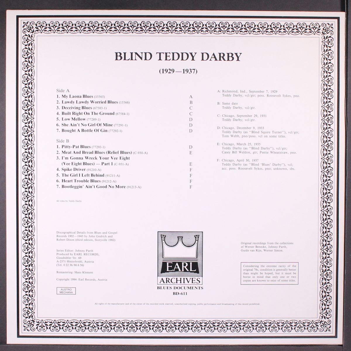 1929—1937, st. louis country blues by BLIND TEDDY DARBY