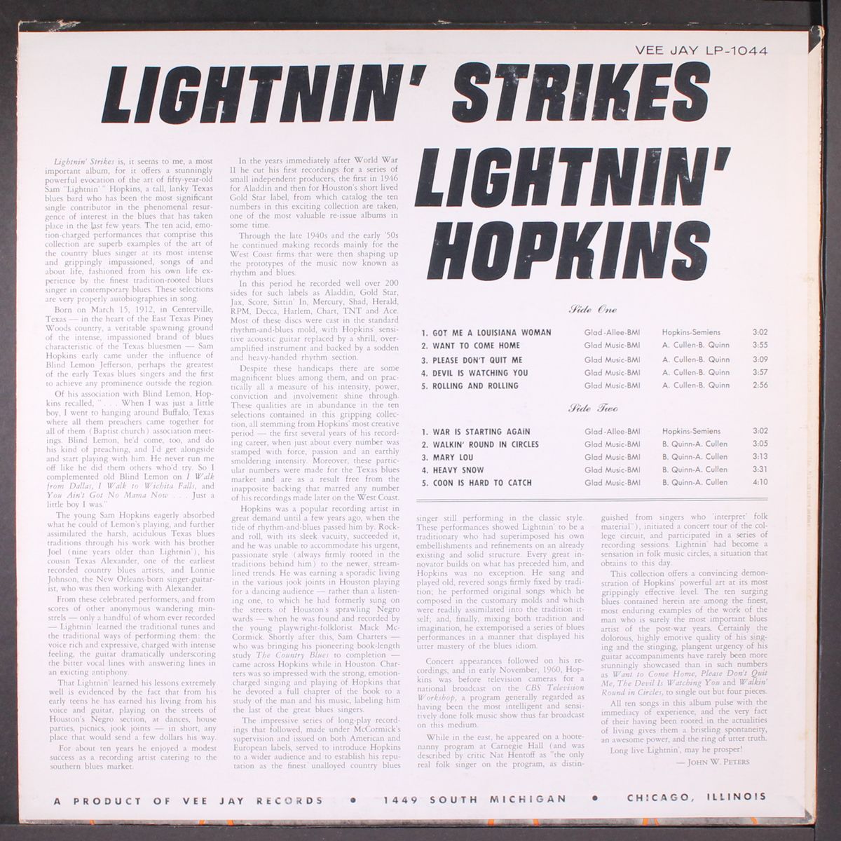 lightnin' strikes by LIGHTNIN' HOPKINS