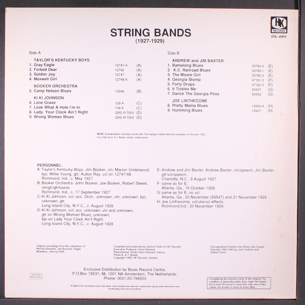 string bands (1927-29) by VARIOUS
