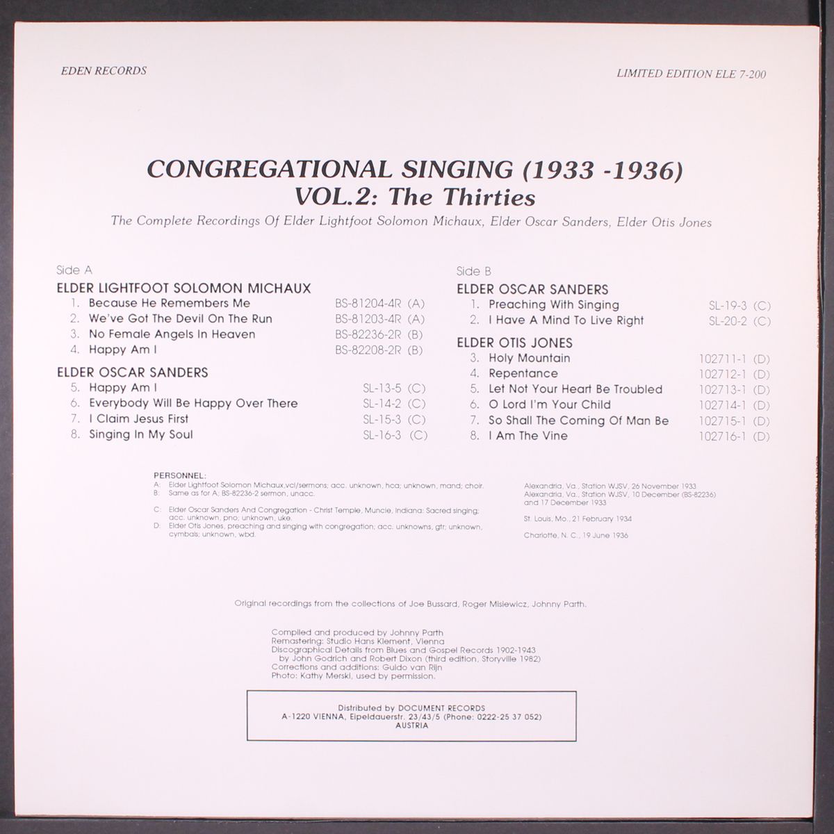congregational singing (1933-1936, vol. 2 : the thirties) by VARIOUS