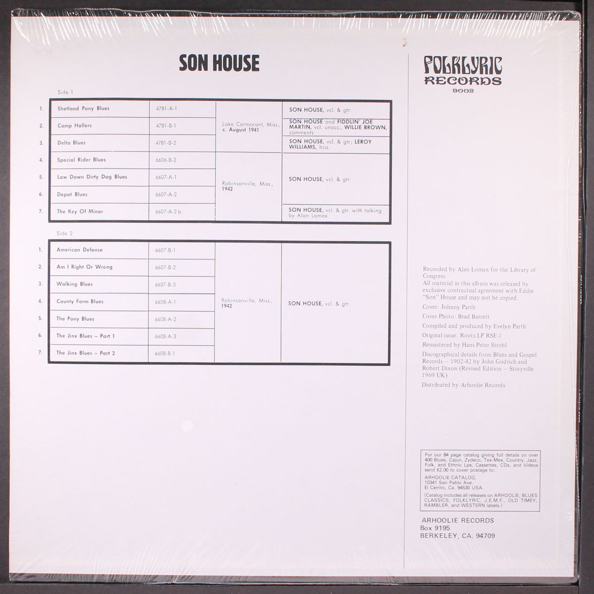 the legendary 1941-1942 recordings by SON HOUSE
