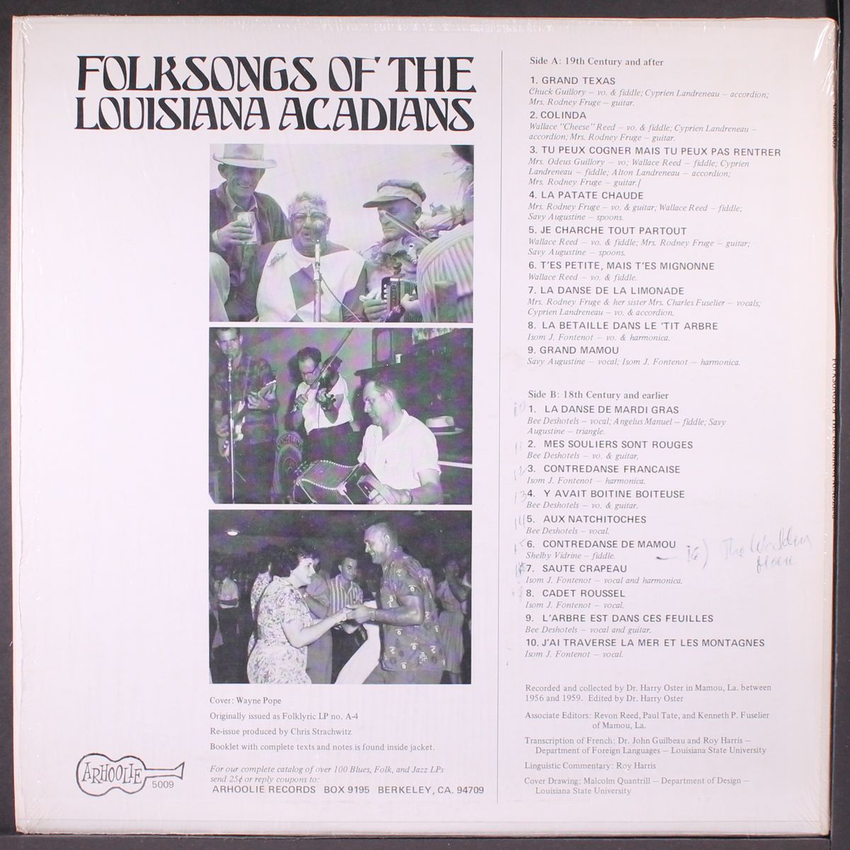 folksongs of the louisiana acadians by VARIOUS