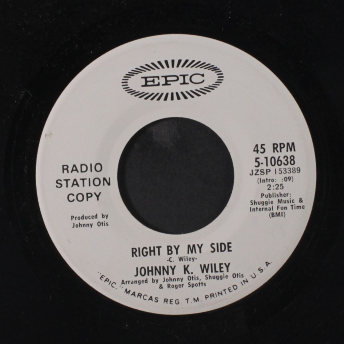 let the good thing go / right by my side by JOHNNY K. WILEY