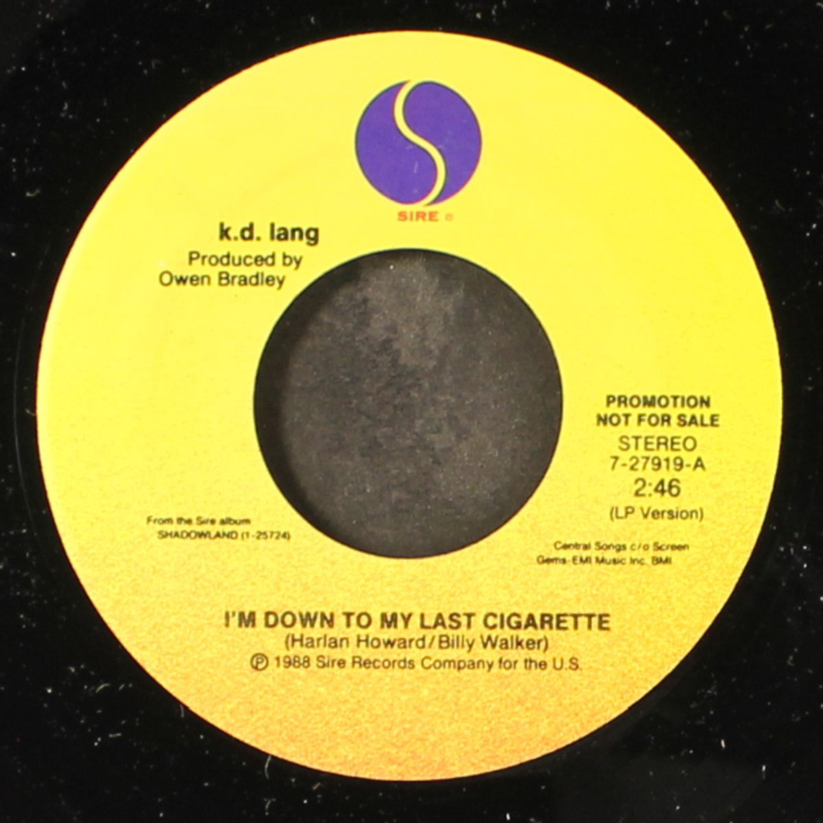 i'm down to my last cigarette / same by K.D. LANG