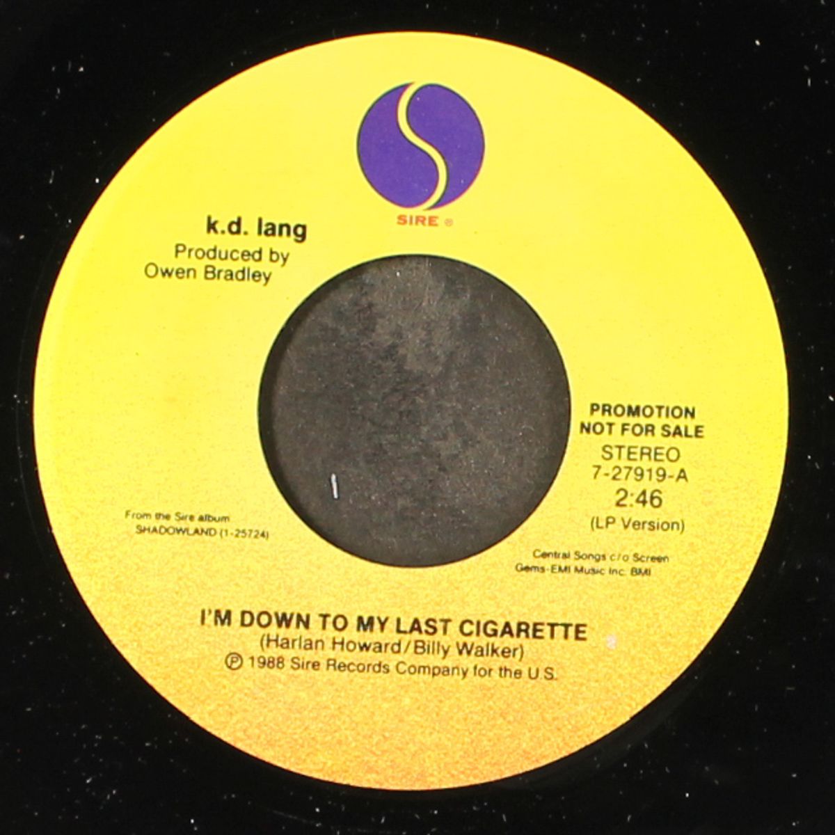 i'm down to my last cigarette / same by K.D. LANG
