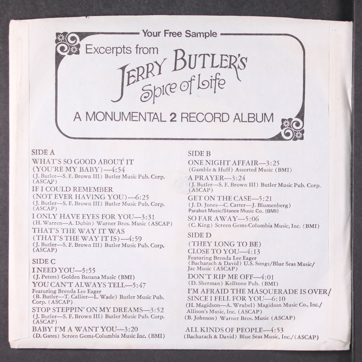 excerpts from spice of life by JERRY BUTLER