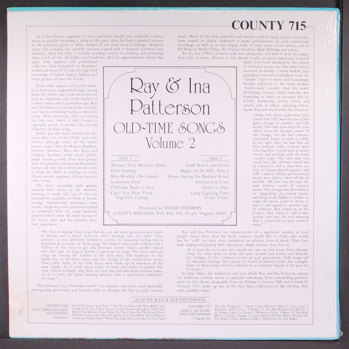old time songs, vol. 2 by RAY & INA PATTERSON