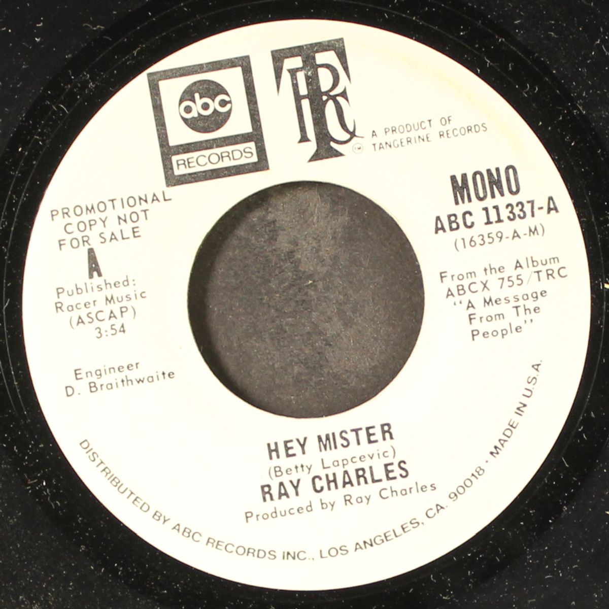 hey mister / mono by RAY CHARLES