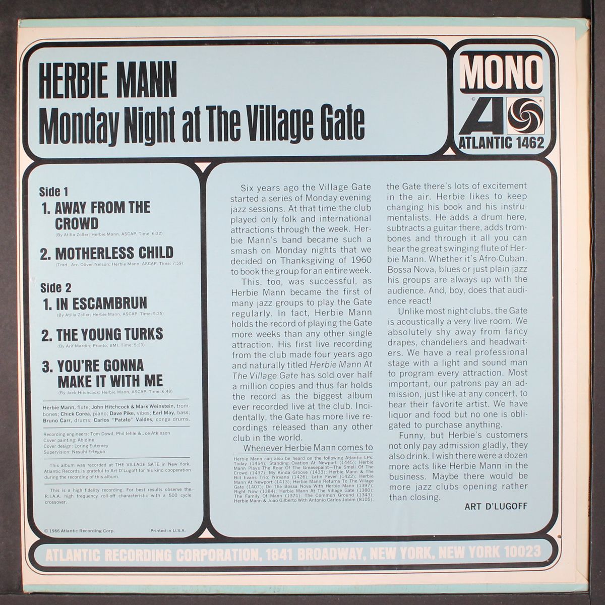 monday night at the village gate by HERBIE MANN