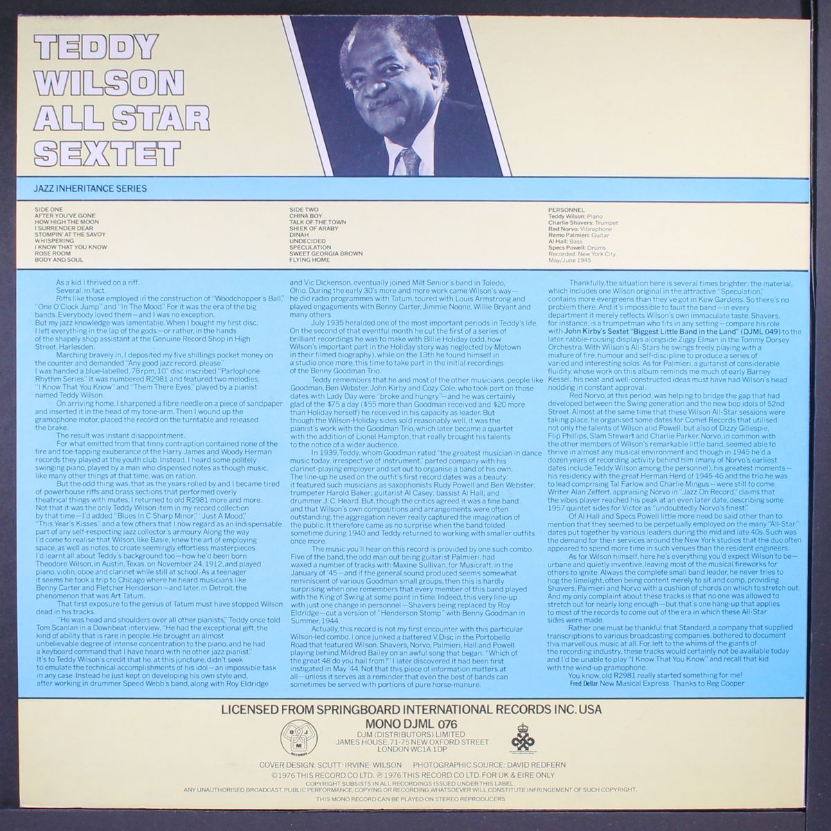 all star sextet by TEDDY WILSON