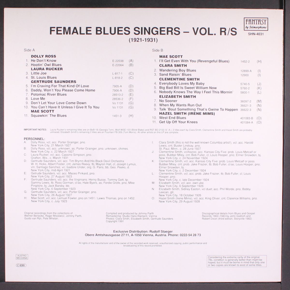 female blues singers volume r/s (1921-1931) by VARIOUS