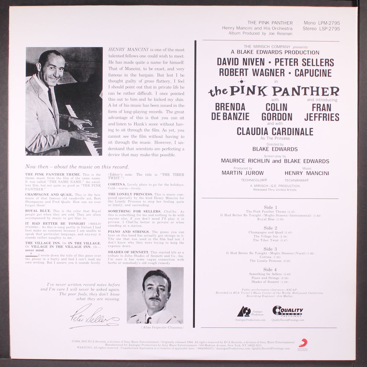 the pink panther soundtrack by HENRY MANCINI