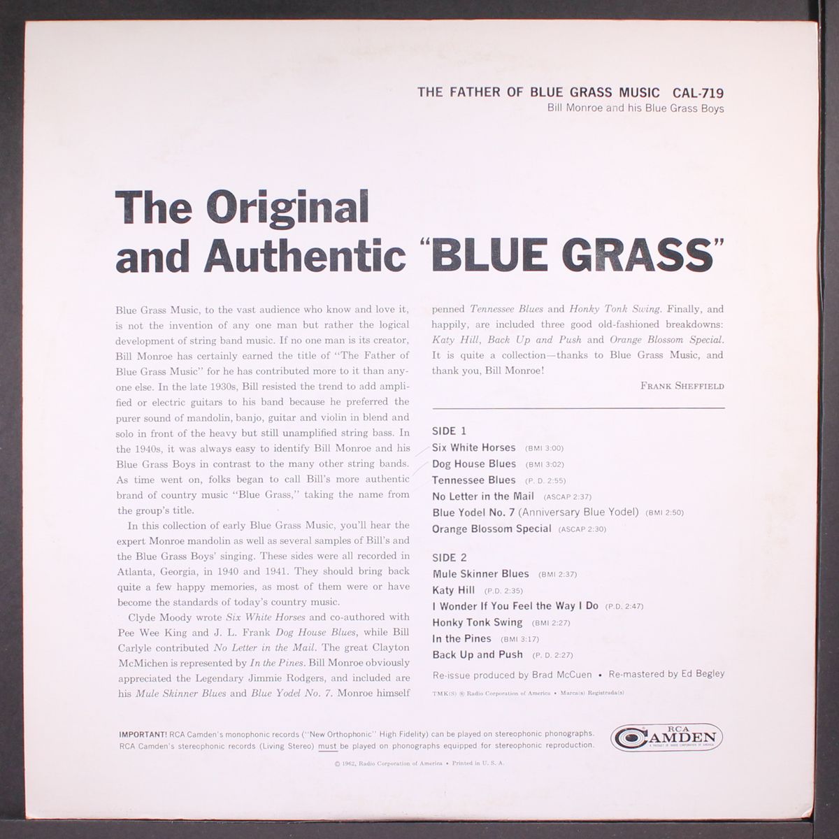 the father of blue grass music by BILL MONROE