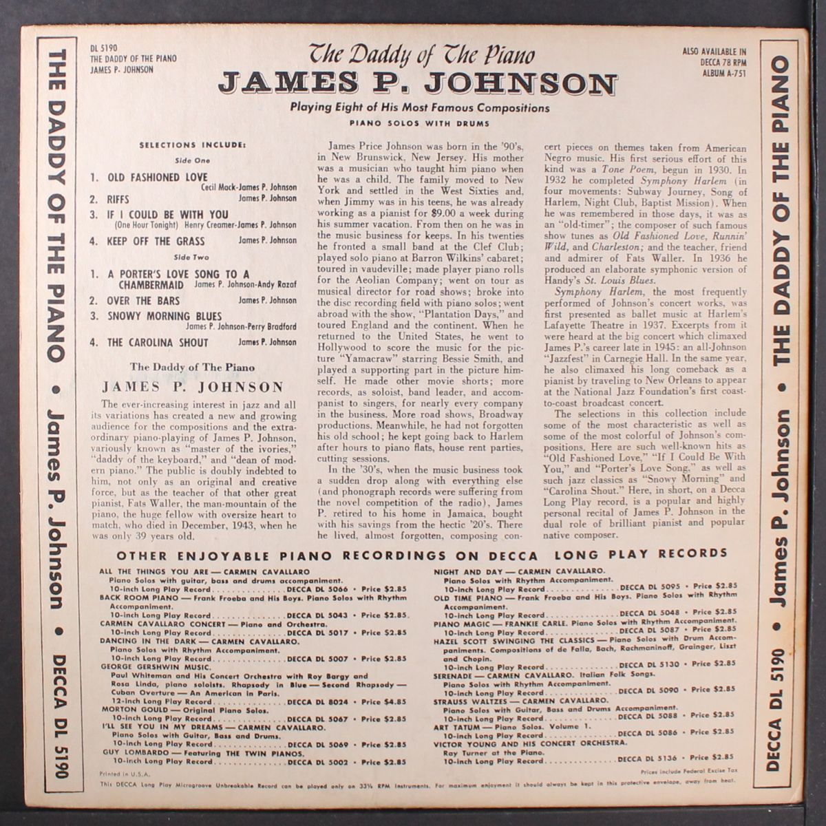 the daddy of the piano by JAMES P. JOHNSON