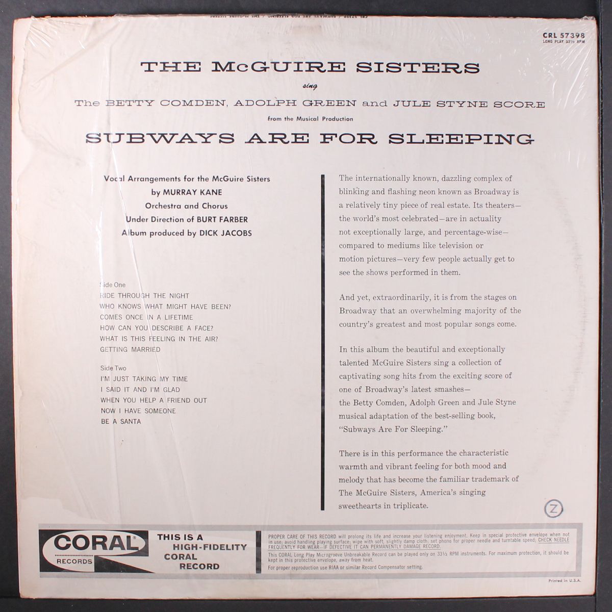 sing subways are for sleeping by MCGUIRE SISTERS