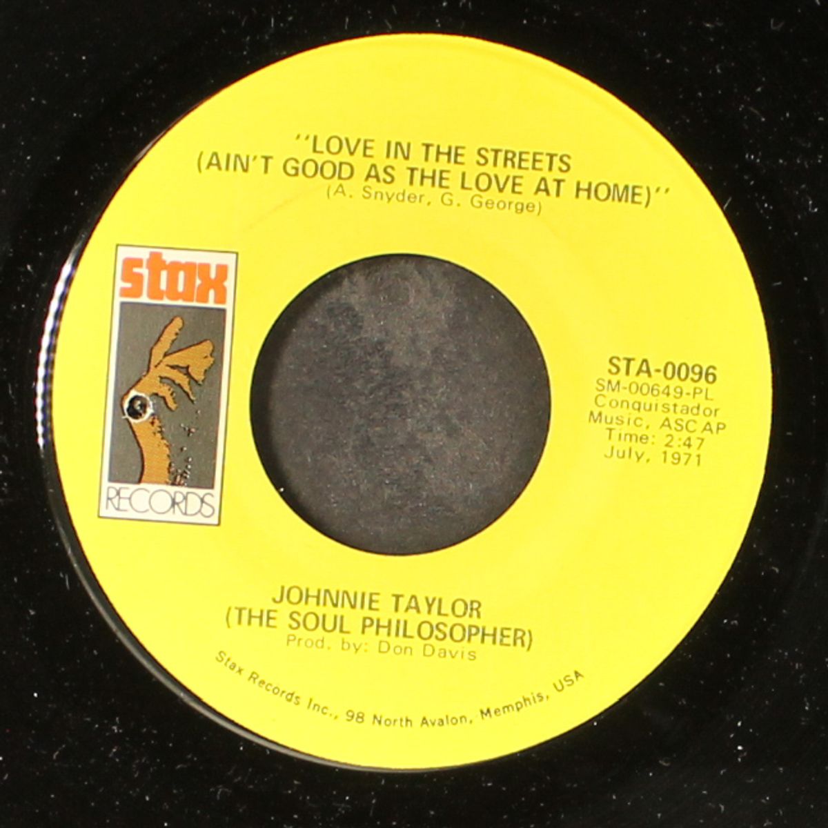 hijackin' love / love in the streets by JOHNNIE TAYLOR