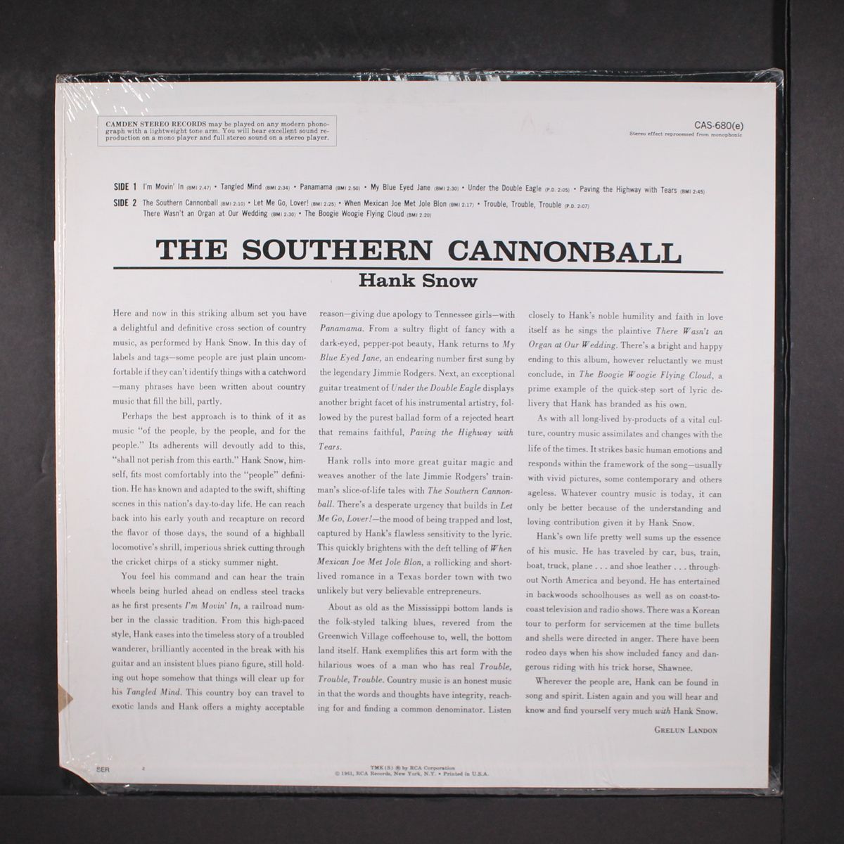 the southern cannonball by HANK SNOW