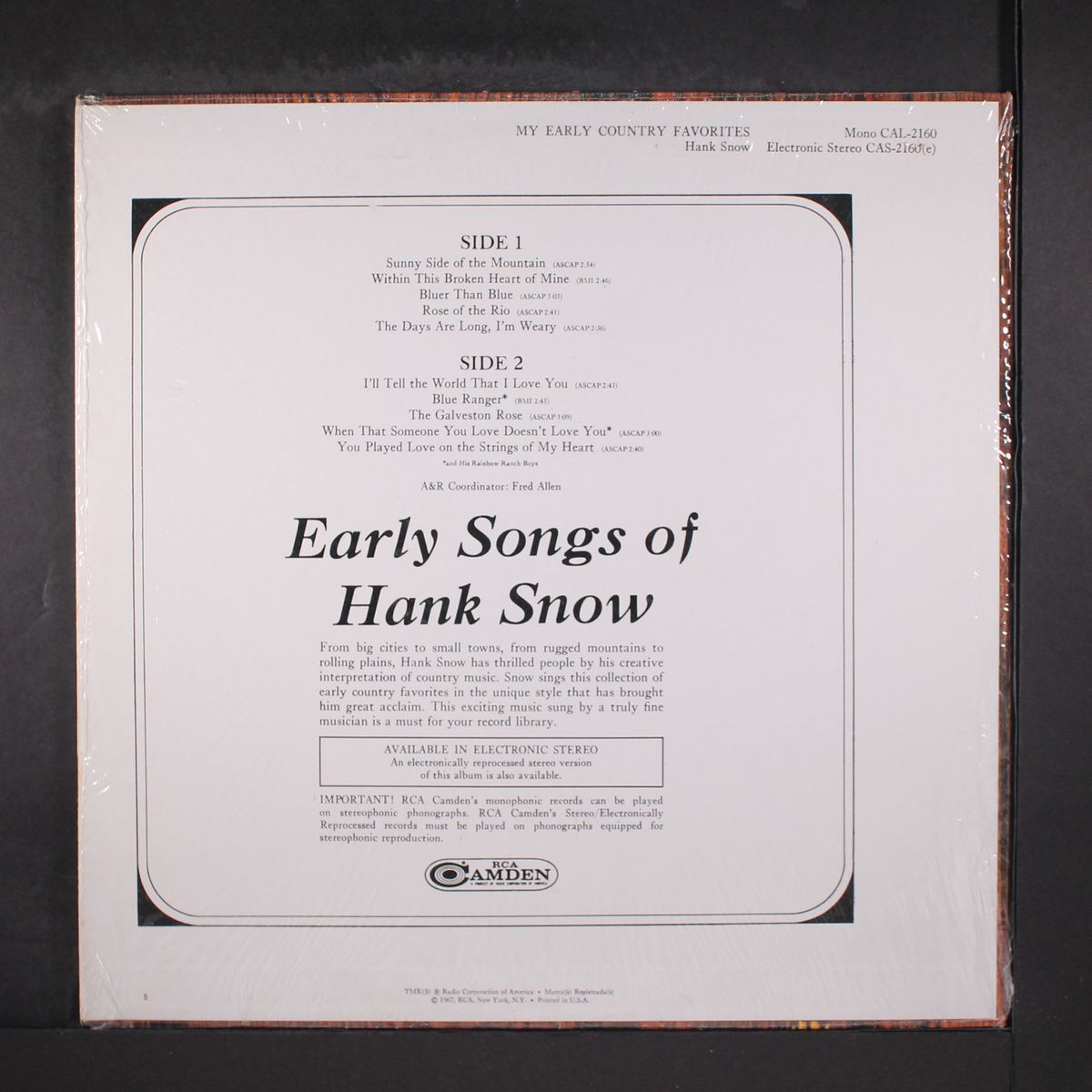 my early country favorites by HANK SNOW