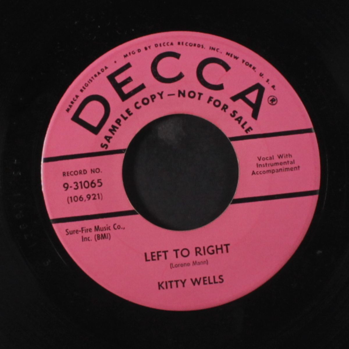 left to right / memory of love by KITTY WELLS