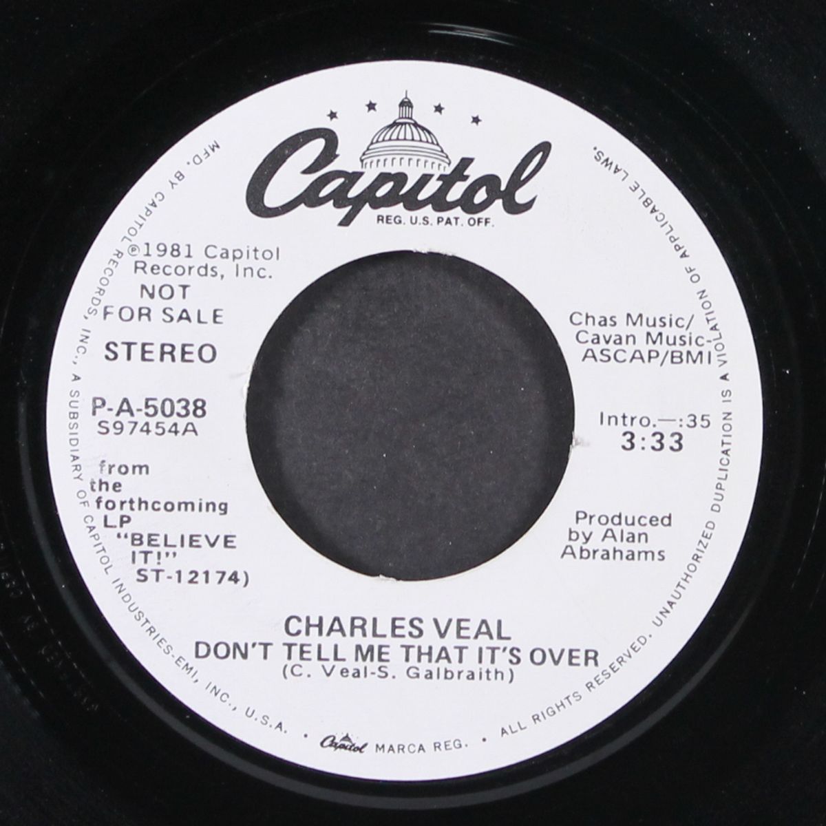 don't tell me that it's over by CHARLES VEAL