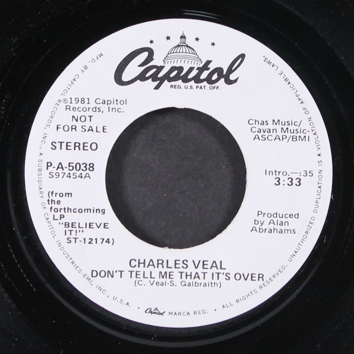 don't tell me that it's over by CHARLES VEAL