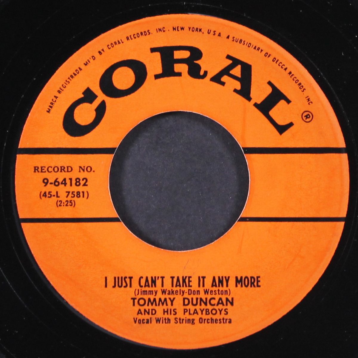 walkin' in the shadow of the blues / i just can't take it anymore by TOMMY DUNCAN