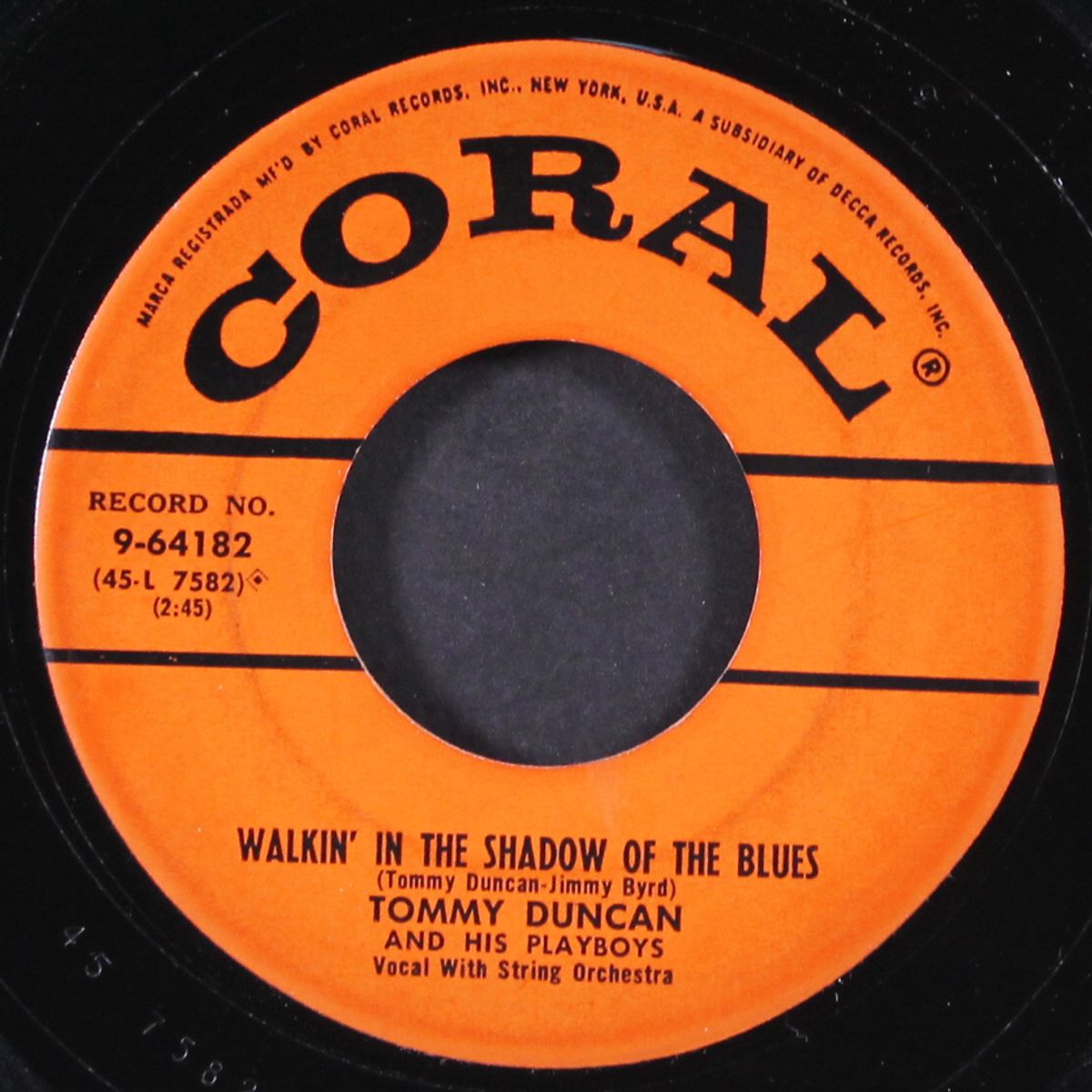 walkin' in the shadow of the blues / i just can't take it anymore by TOMMY DUNCAN