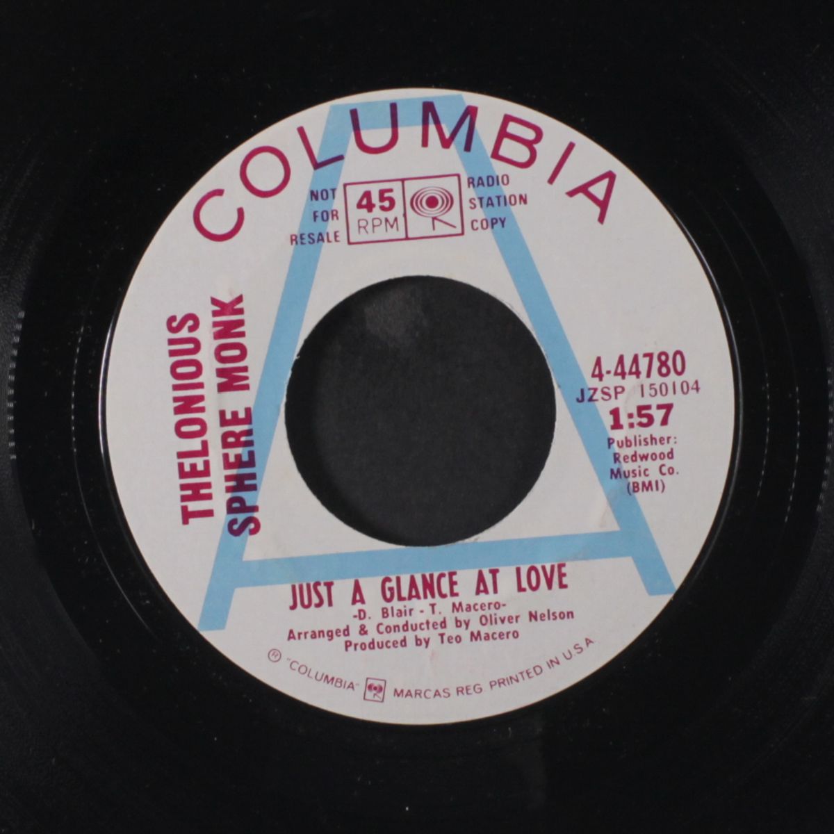consecutive seconds / just a glance at love by THELONIOUS SPHERE MONK