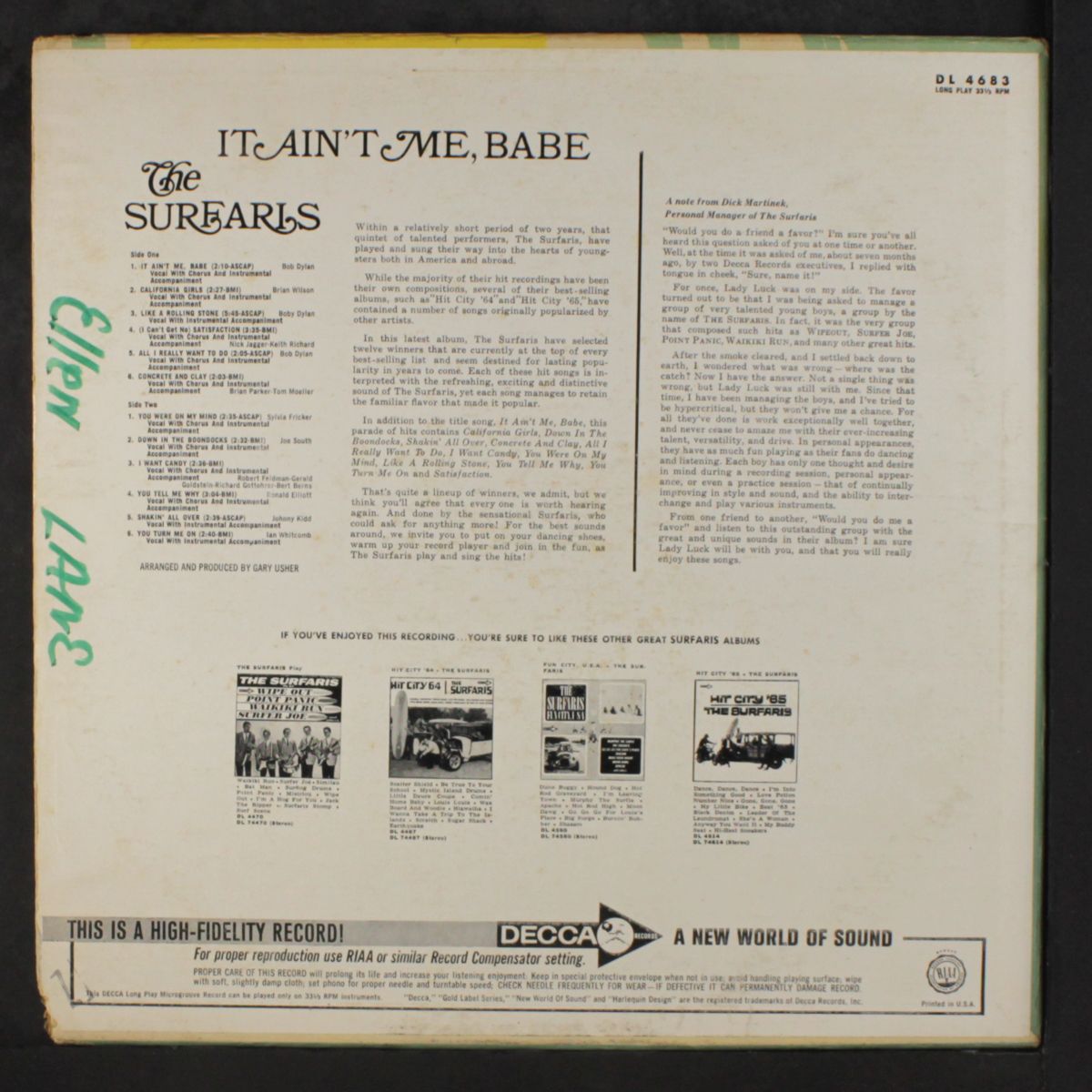 it ain't me, babe by SURFARIS