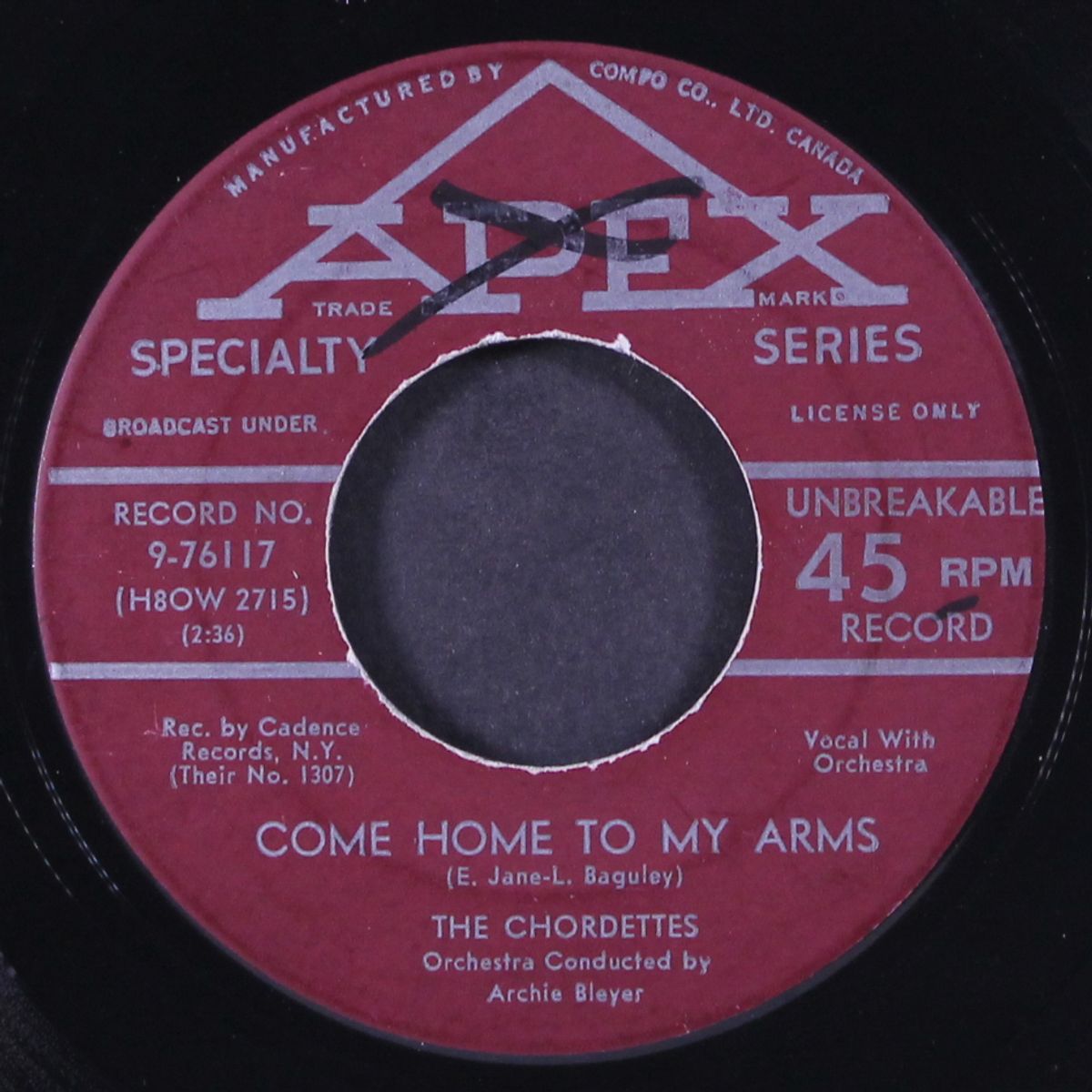 come home to my arms / walkin' the poodle by CHORDETTES