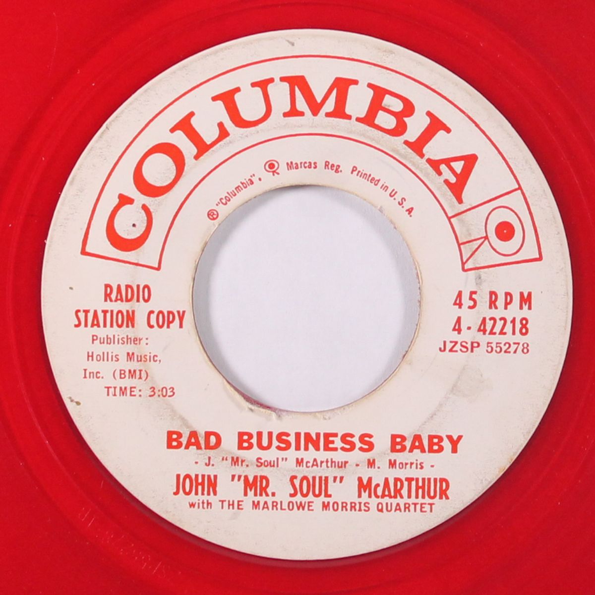 bad business baby / play the thing by JOHN 'MR. SOUL' MCARTHUR / MARLOWE MORRIS