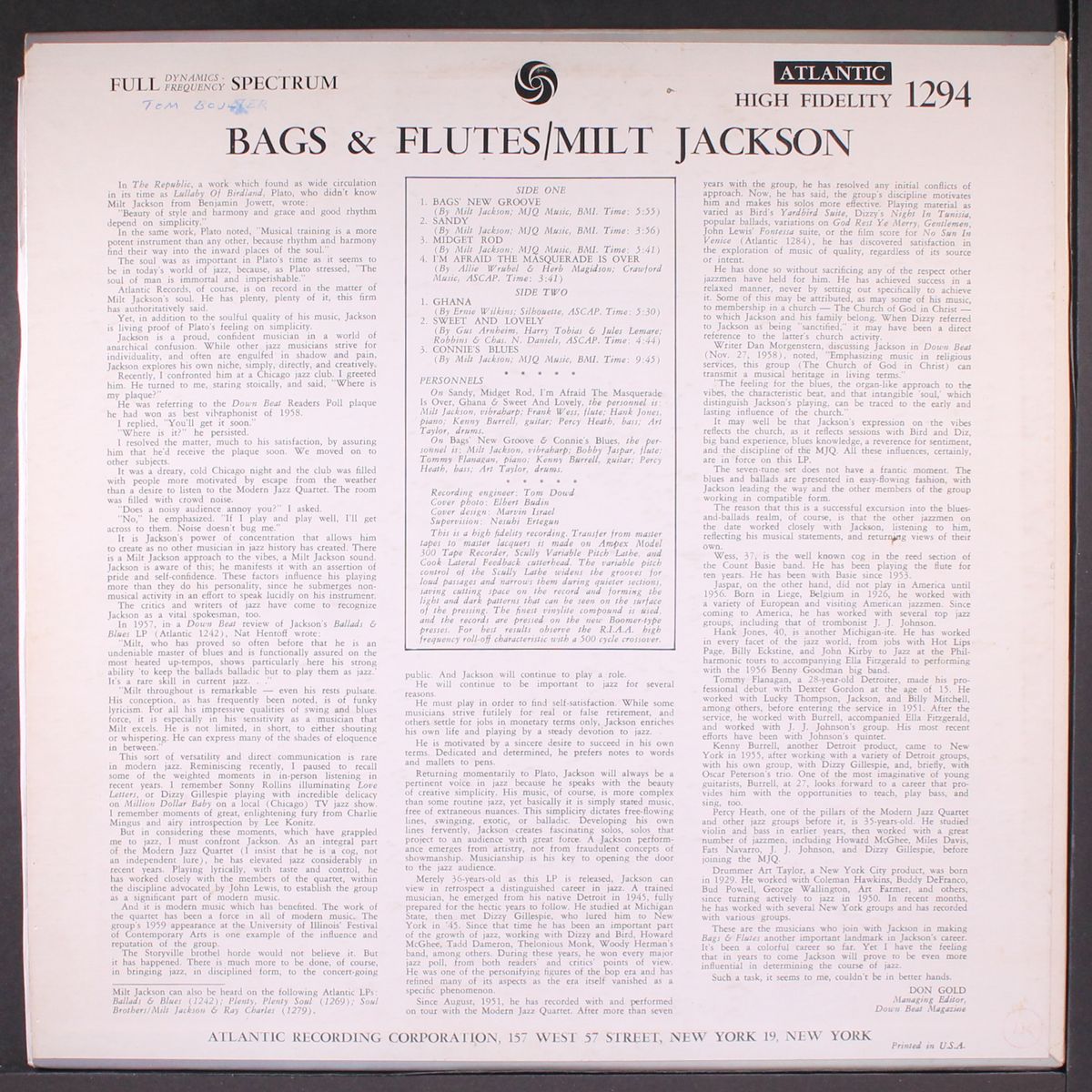 bags & flutes by MILT JACKSON