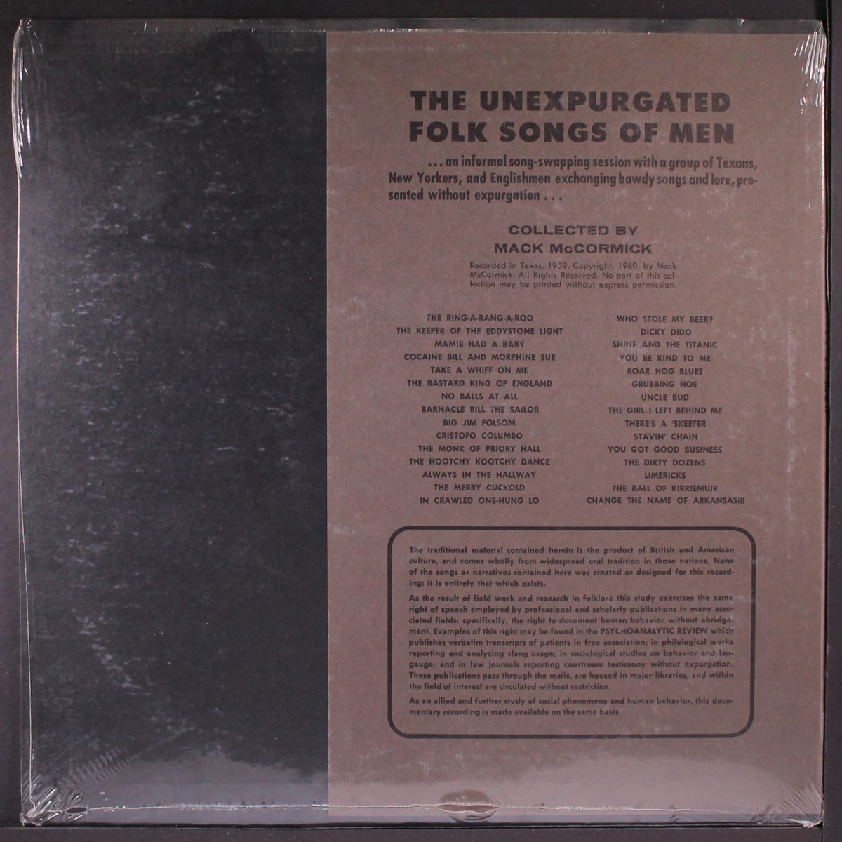 the unexpurgated folk songs of men by VARIOUS