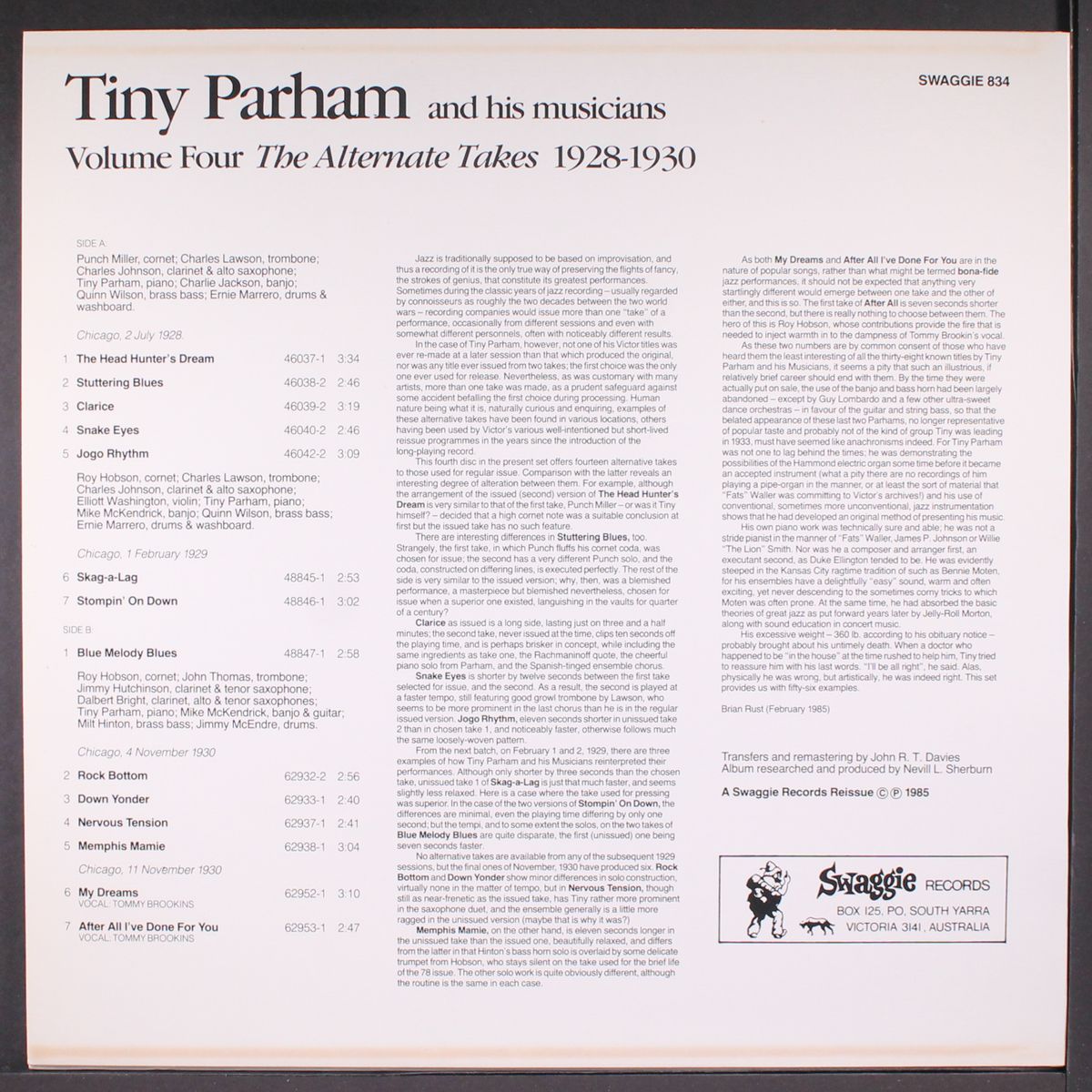 the alternative takes 1928-1930, vol. 4 by TINY PARHAM