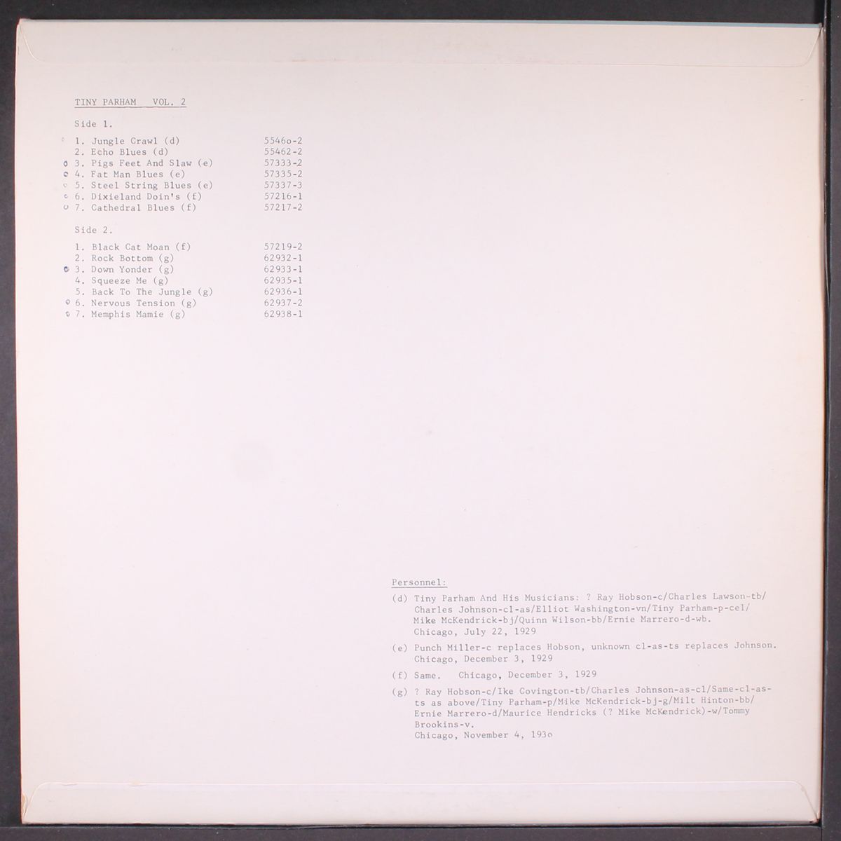 vol. 2 by TINY PARHAM & MUSICIANS