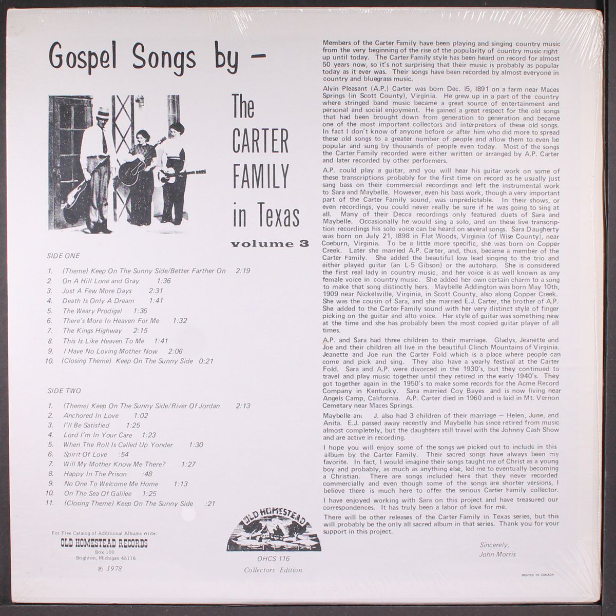 in texas, vol. 3; gospel songs by CARTER FAMILY