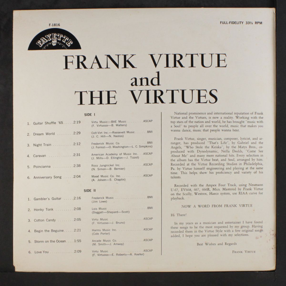 that guitar boogie shuffle man by FRANK VIRTUE & VIRTUES
