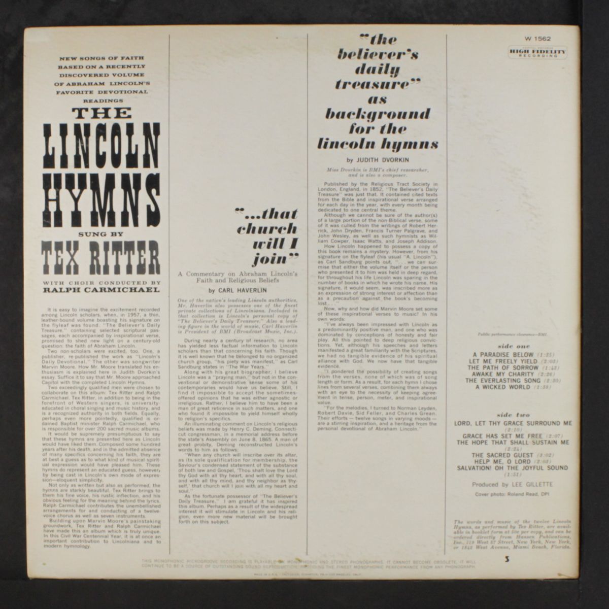 the lincoln hymns by TEX RITTER