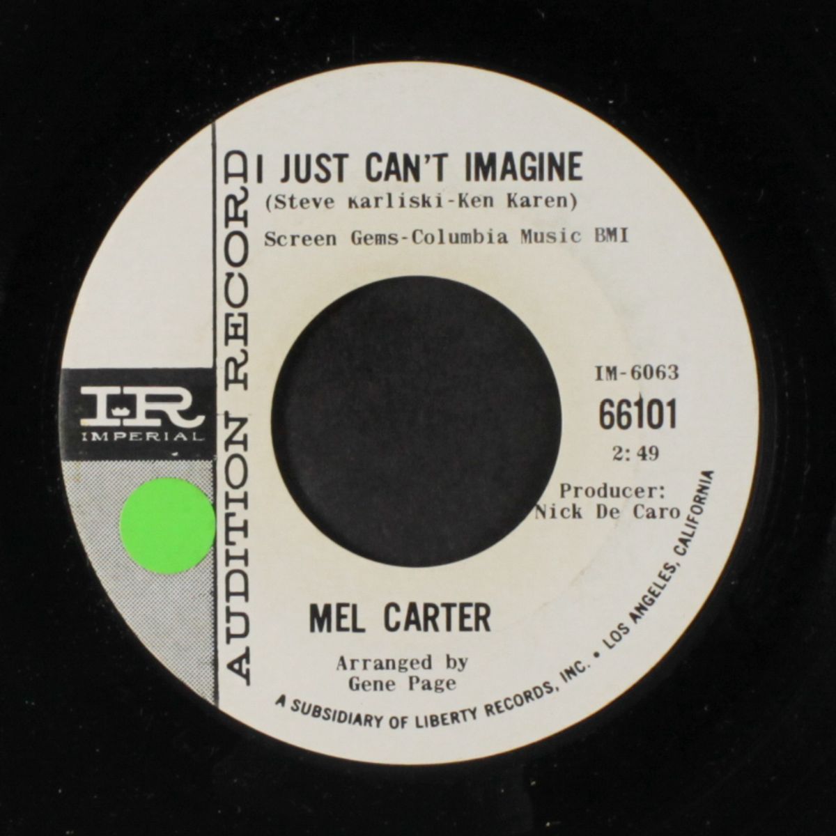 high noon / i just can't imagine by MEL CARTER