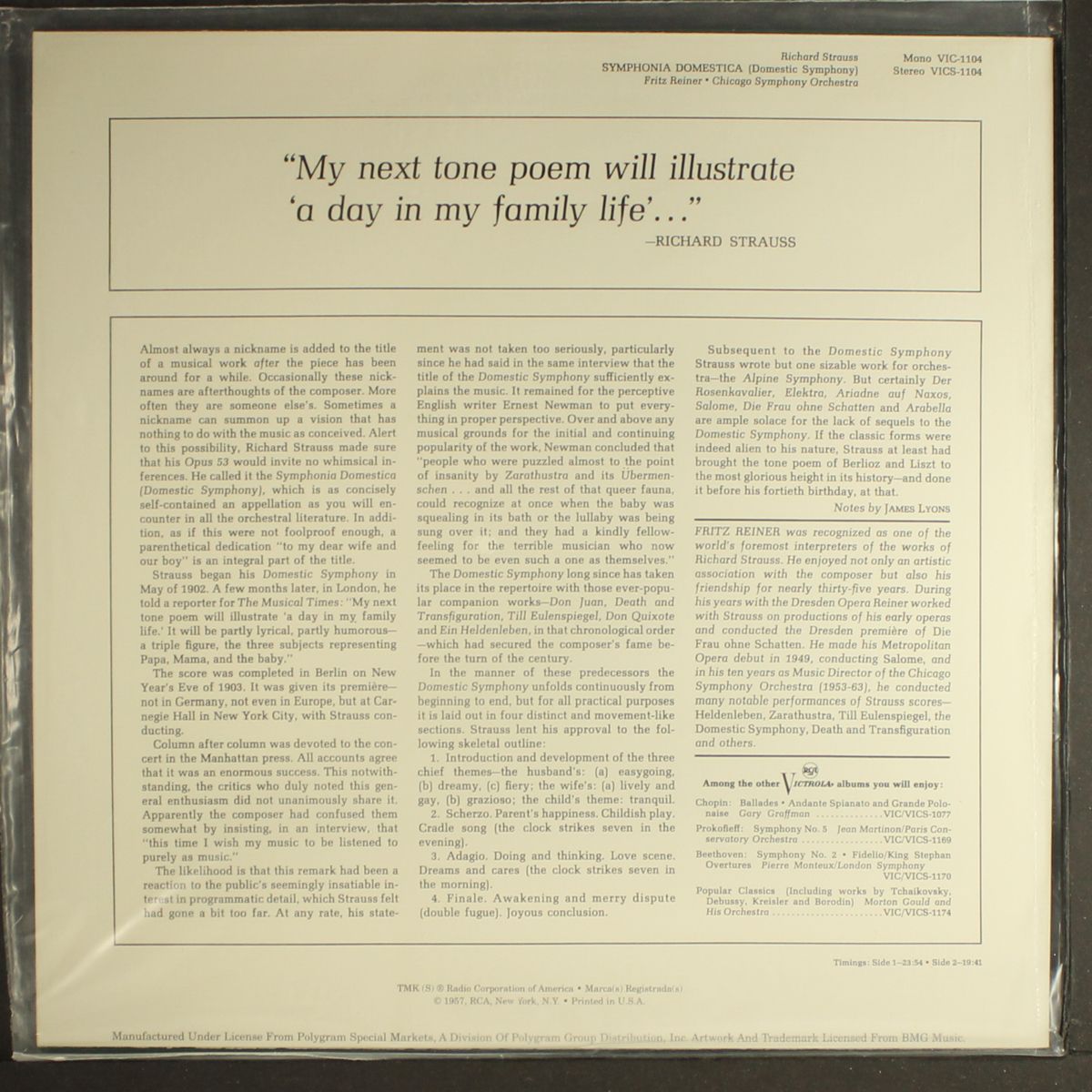 strauss: symphonia domestica by FRITZ REINER
