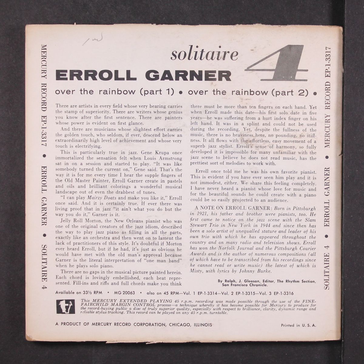 solitaire iv by ERROLL GARNER