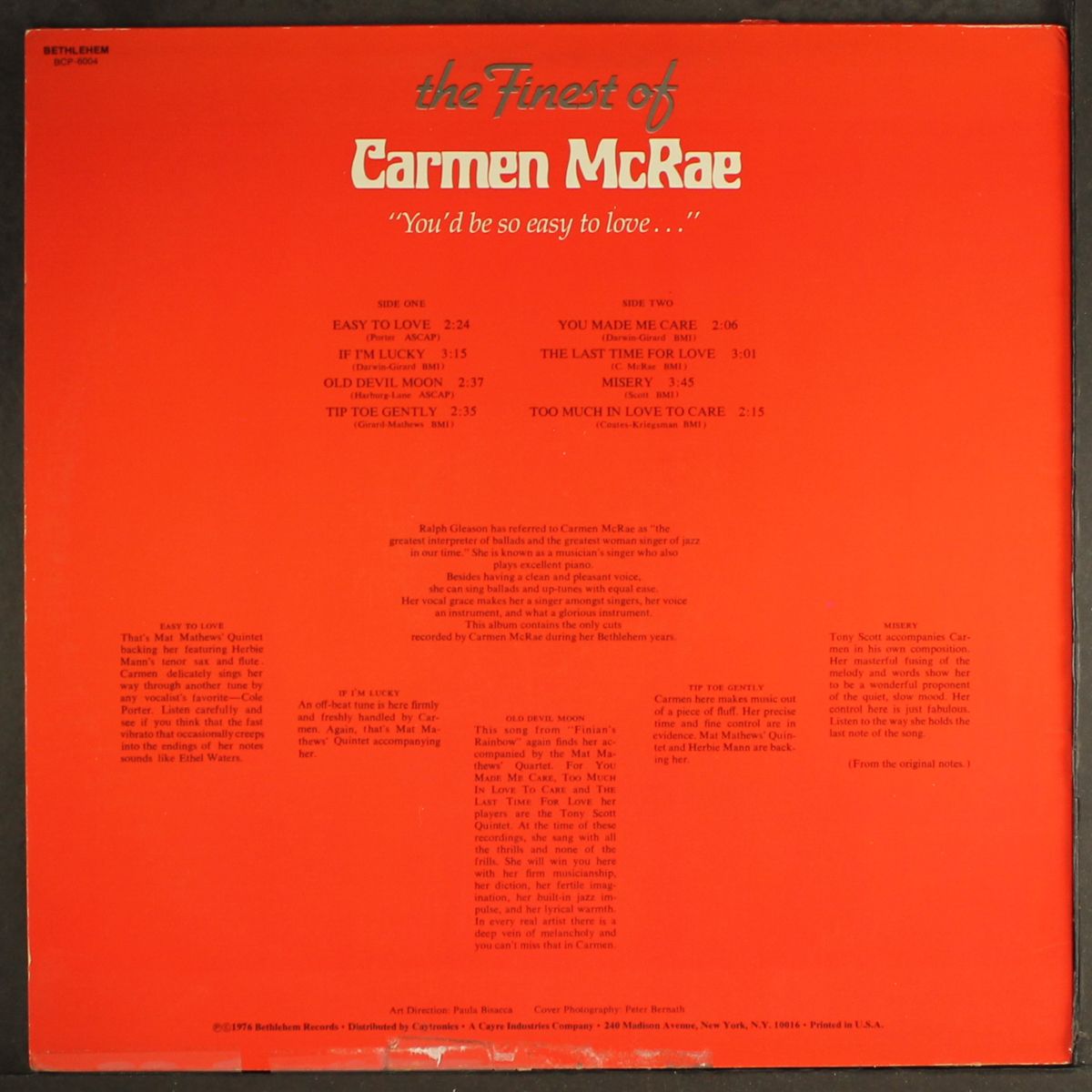the finest of - you'd be so easy to love by CARMEN MCRAE