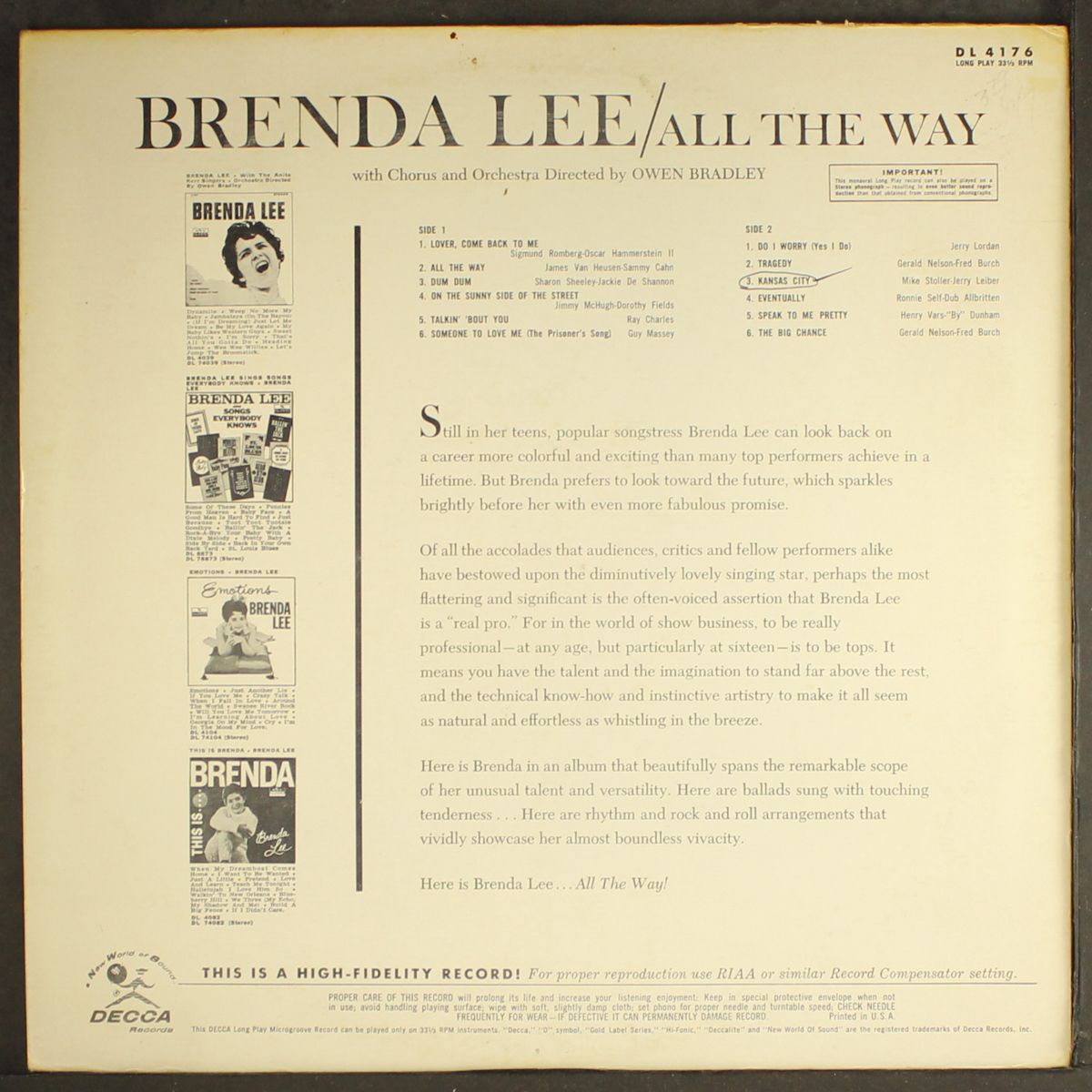 all the way by BRENDA LEE