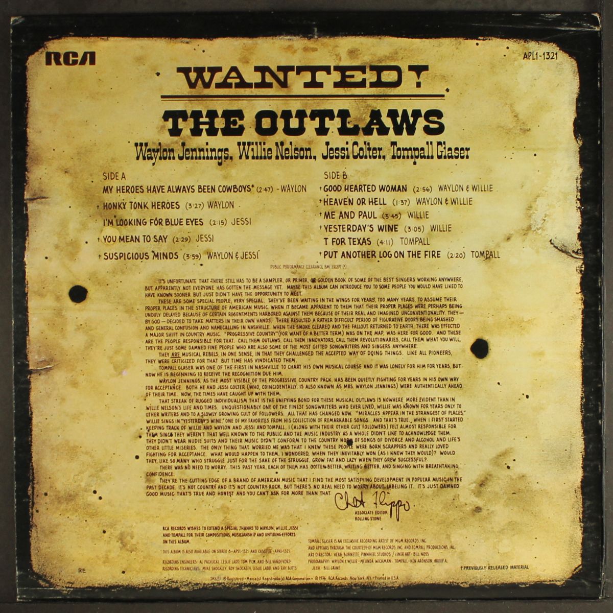 the outlaws by WAYLON JENNINGS, WILLIE NELSON, JESSI COLTER, TOMPALL GLASER