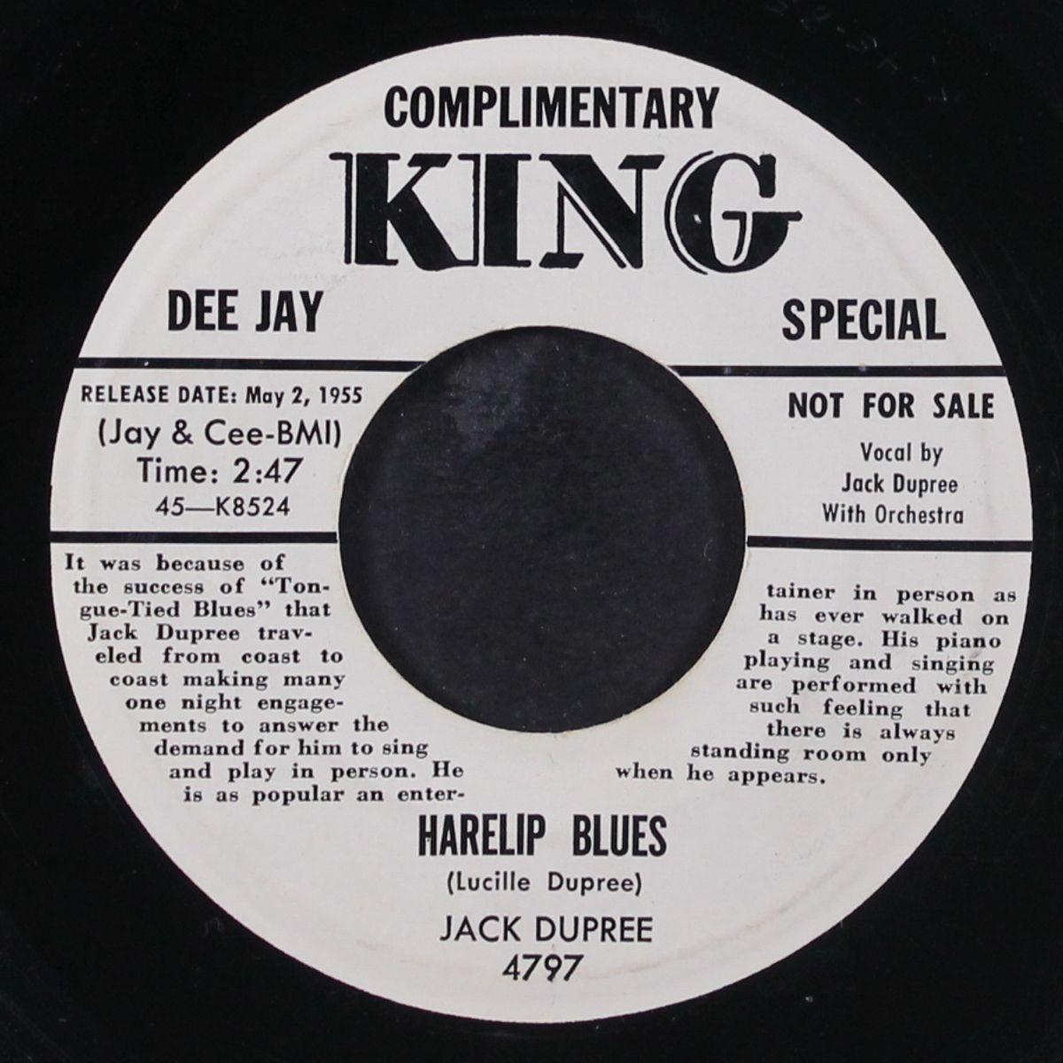 harelip blues / let the doorbell ring by JACK DUPREE