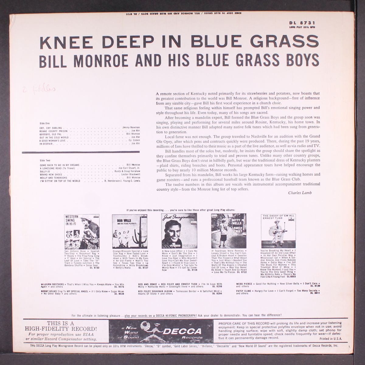 knee deep in bluegrass by BILL MONROE